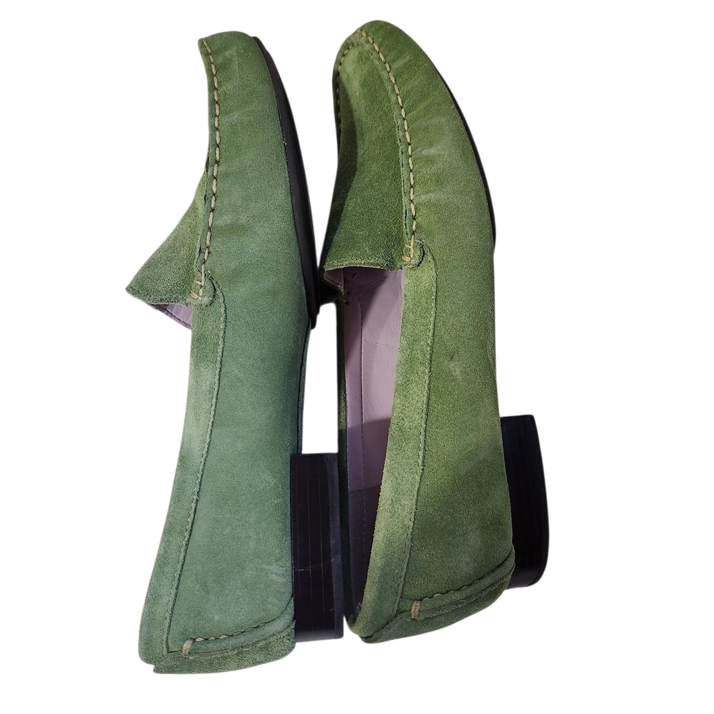Talbots Green Suede Loafers Slip On Shoe 5.5 Preppy Old Money Minimalist Classic - Picture 5 of 12